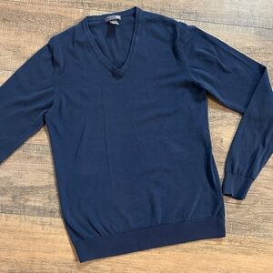 H&M Men's Navy V-Neck Sweater | 100% Cotton